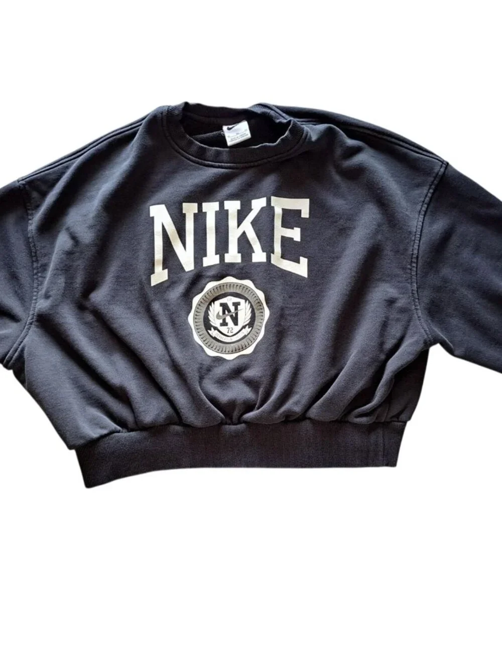 Nike Sportswear Club XL French Terry Crew-Neck Sweatshirt Black Logo Women's